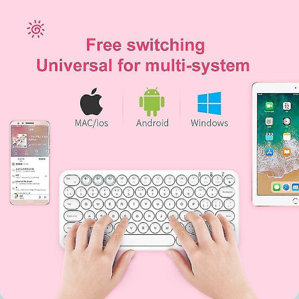 Qwert Bluetooth iPad Tastatur Mussett For Laptop PC Mini Oppladbar Magic Keyboard (rosa)