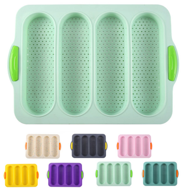 4-håls non-stick silikon bröd bakform Fransk form Yellow