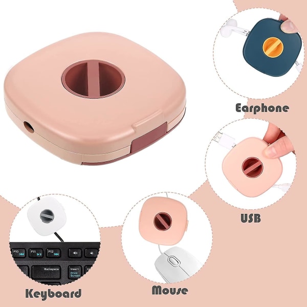 6 Styk Trækbart Kabelstyring Opladningsledning Organizer Telefonledning Holder Trækbart Kabel Spoler Lille Winder Case Til Usb Kabel Headset C Nordic pink