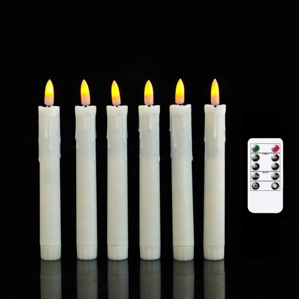 6-pack 17,5 cm flimrande flamlösa ljus (vita) med Remote Co