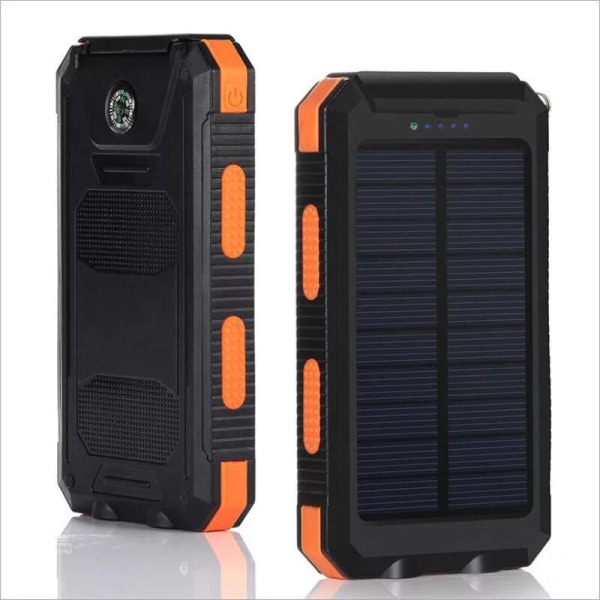Solar-oplader-Power-Bank - Bærbar oplader, ekstern batteriopladning Indbygget Super Bright lommelygte Solpanel