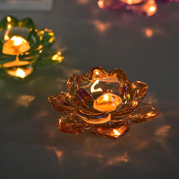 Lotus värmeljusstakar, set med 1, bärnstensfärgat glas, värmeljushållare, ljusstakar Bulk, ljushållare för bröllopsfest, heminredning