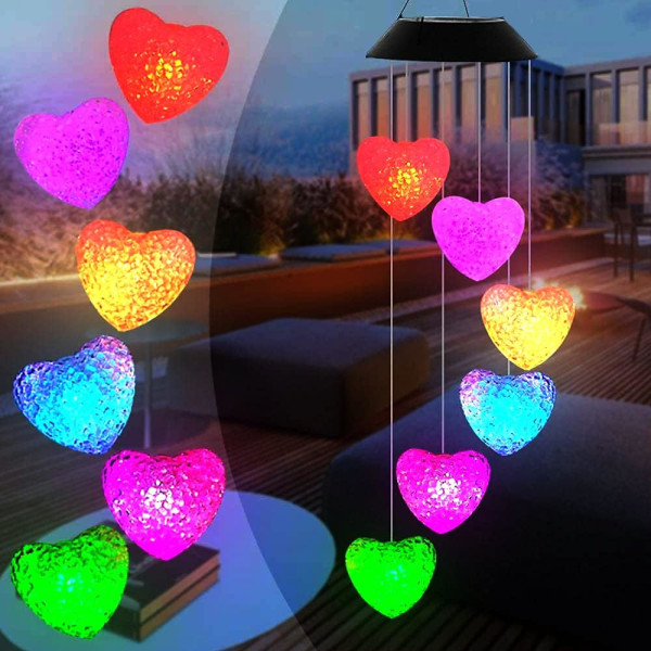 Värinvaihtospiraalit aurinkoenergialla toimivat LED-kellopuutarha Romanttinen ulkosisustus patiolle, pihalle koukulla (sydän)