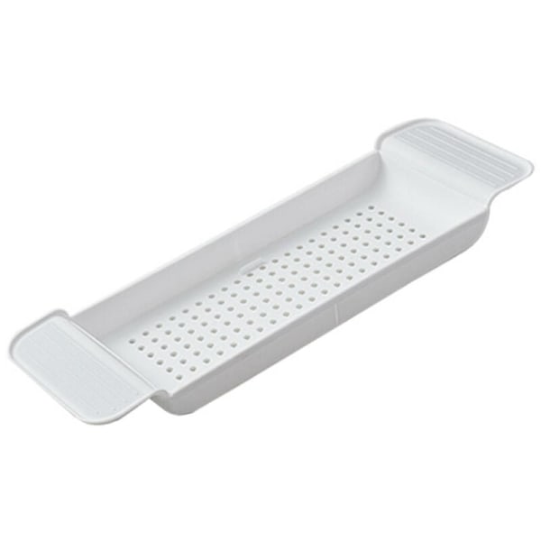 Badekarshylde, stabil placering, udvidbart plastmaterial, drænende design, badekarshylde, badekarsbord til badeværelse (hvid??)