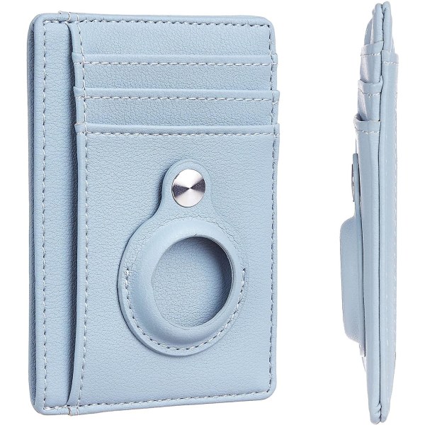 Enkel frontficka plånbok med inbyggt AirTag -fäste-blått blå