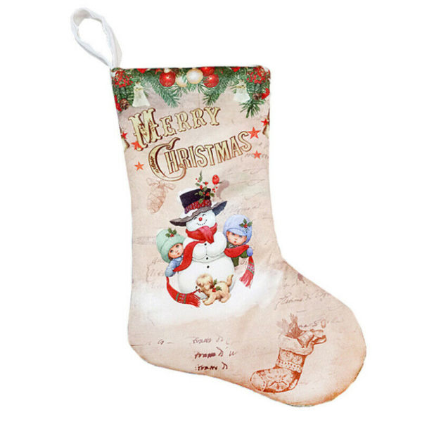 Julestrømpe Santa Moose Candy Gift Bag Xmas Hanging snowman