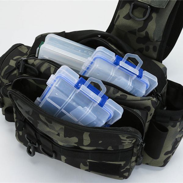 Mænd Kvinder Fanny Pack Taljetaske Stang Taktisk Rygsæk Crossbody Fiskeindsats Stangfiskestang Scorpio camouflage