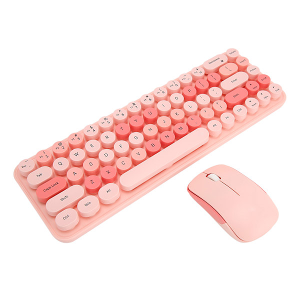 USB Tangentbord Mus 2.4G Trådlös 68 Tangenter Låg Förbrukning Retro Söt ABS Gaming Tangentbord Mus för PC Rosa Blandad Färg