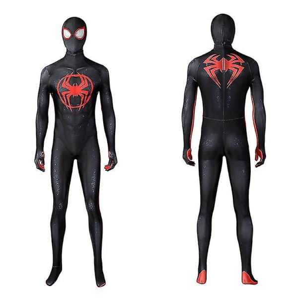 Børnevoksen Spider-Man Miles Morales Cosplay Kostume Fest Jumpsuit Spider-Man: Across The Spider-verse Fandtøj -a Full set (including mask) XXS