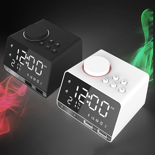 Herätyskello Radiokaiutin Kaksois-Snooze-kello USB-lataus white