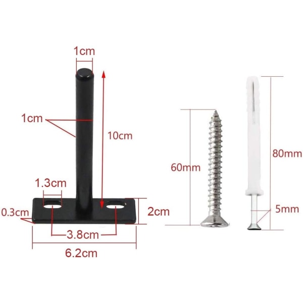 Flytende Hyllebraketter 4 stk 10mm Veggmontert Hylle Usynlig Brakett