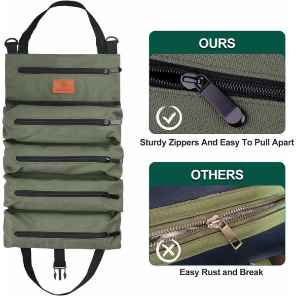 Roll Up Wrench Bag, Canvas Multipurpose Storage Bag (grön)