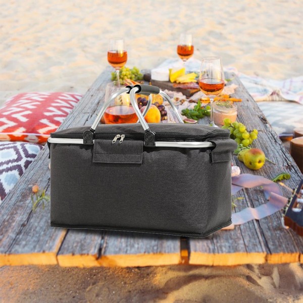 Hopfällbar picknickkorg vikbar hopvikbar korg väska med kylare