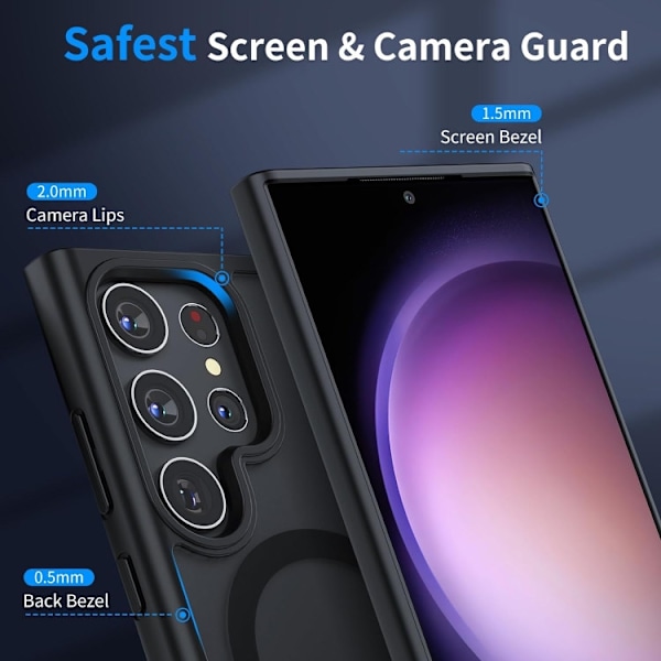 Samsung S24 Ultra - Deksel MagSafe Støtsikker Frost Matt Svart