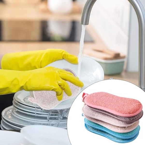 Set med 8 tvättbara disksvampar i mikrofiber, täydellinen för nonstick s