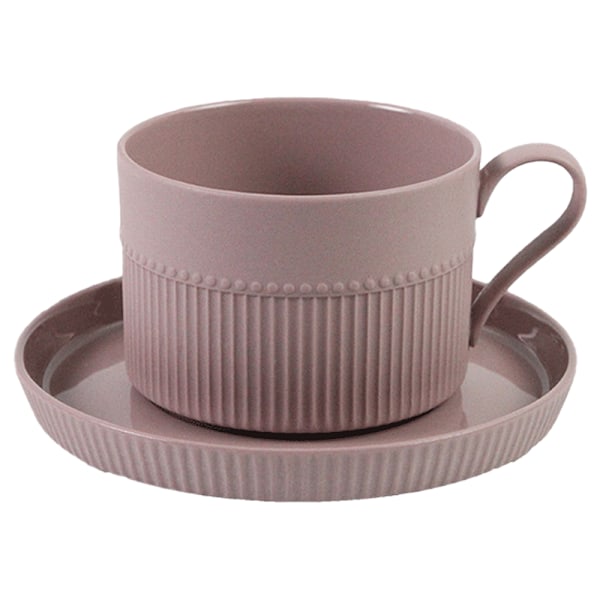 250 ml keramisk kaffekopp med fat, enfärgad tekopp och pink