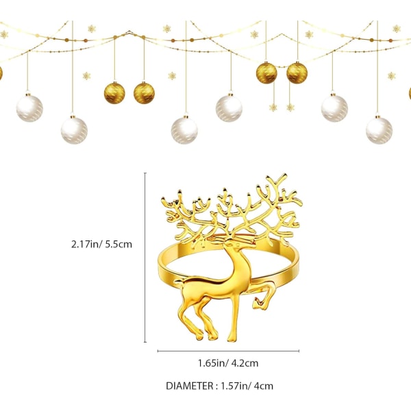 12st Christmas Deer Servettringar Set (guld)