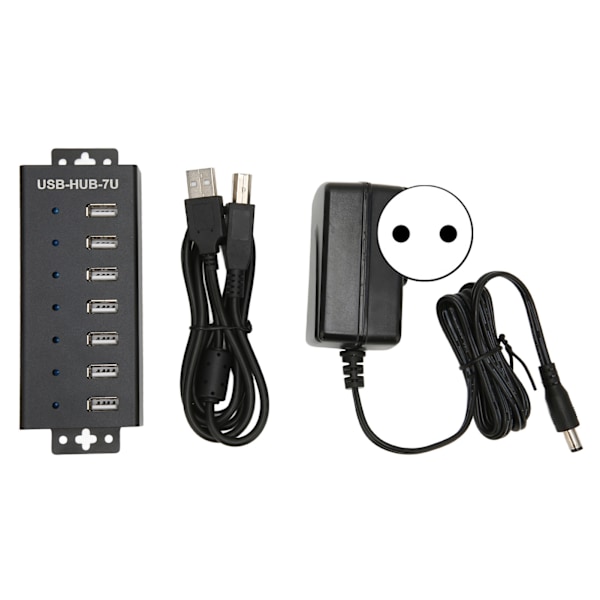 7 Port USB HUB Industriell USB2.0 HUB Multipel Skydd USB2.0 Multi Interface Hub 100‑240V EU-kontakt