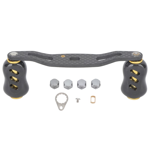 Fiskerullehandtag Kolfiber Dubbelhandtag Baitcasting Rulle Rocker Arm 95mm Ersättning för D S A Guld