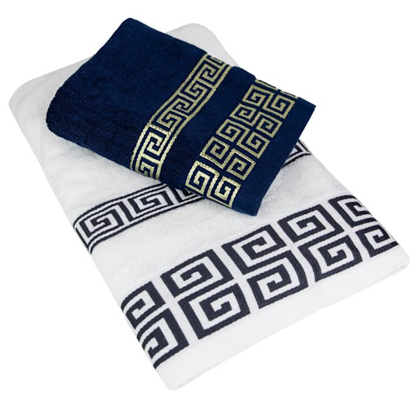 Håndklesett i Klassisk Design - Hvit og Blå white