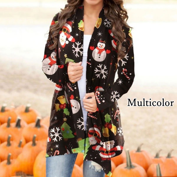 Jul Digital Print Fritids Cardigan Jacka Dam topp black & white XXXL