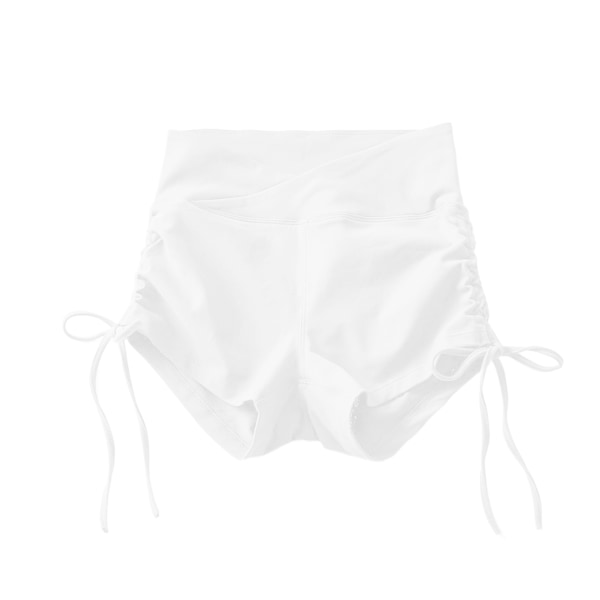 Dames Højtaljede Justerbare Yoga Scrunch Shorts Rumpløft Ruched Træning Hvid white l