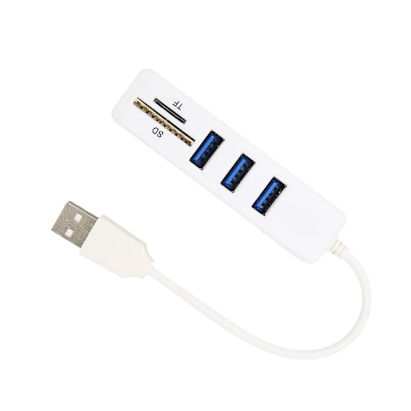 USB2.0 Hub Minneskortläsare Höghastighetsöverföring Plug and Play Enkel Åtkomst USB-Splitter Vit