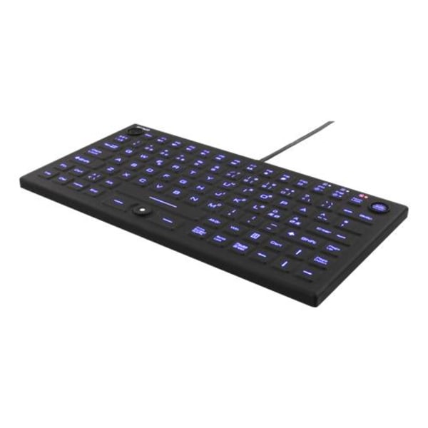 DELTACO Mini tangetbord i silikon, spillsäker, blå LED belysning