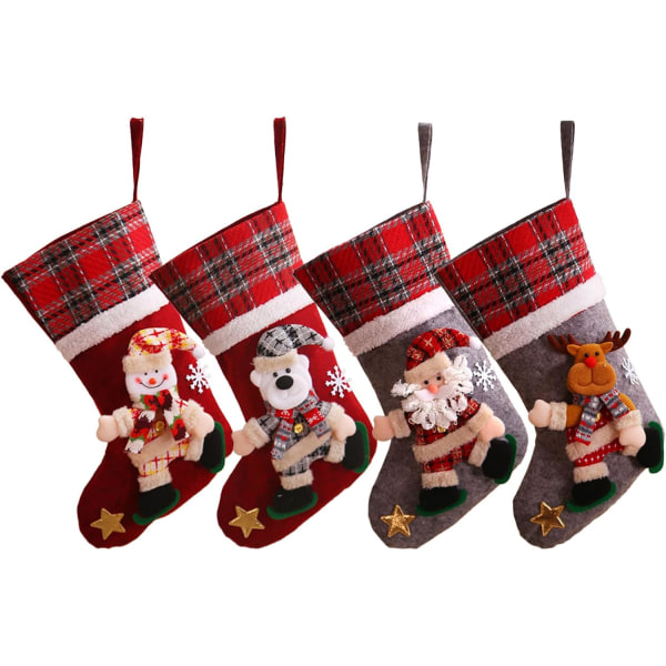 4st bas de Noël, säckar cadeaux creatifs pour poupées de Noël, gra