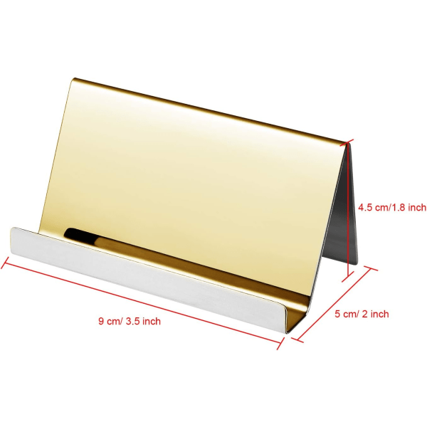 2-pack visitkortshållare i rostfritt stål Desktop Card Display Visitkortsställ Organizer (guld)