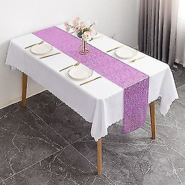 Ny paljet Moderne bordløber til bryllupsdekoration paljet jul fødselsdag babyshower fest hjem te cover purple 30X180cm