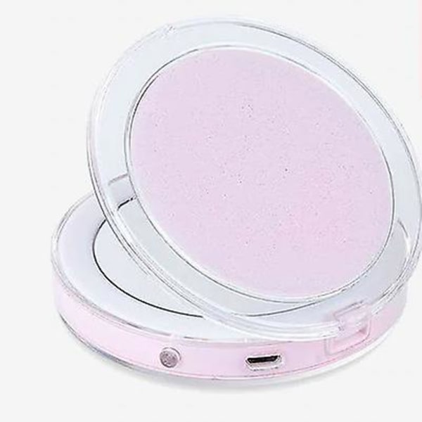 Taitettava meikkispeili LED-valoilla, kosmetiikkapiili kauneusrengasvalolla Pink