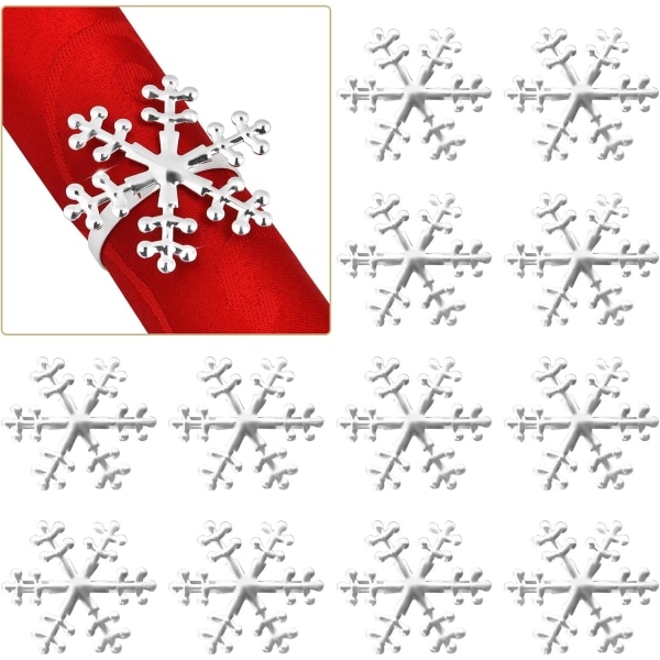 Jul servettringar Set med 12 snöflingor Silver servettring