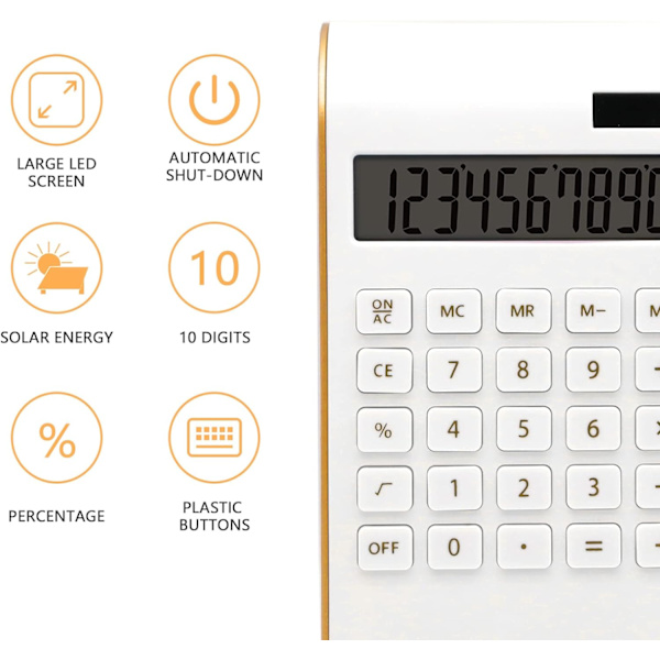 Laskin, 10-numeroinen aurinkoparisto Basic, kaksoiskäyttöinen (valkoinen)