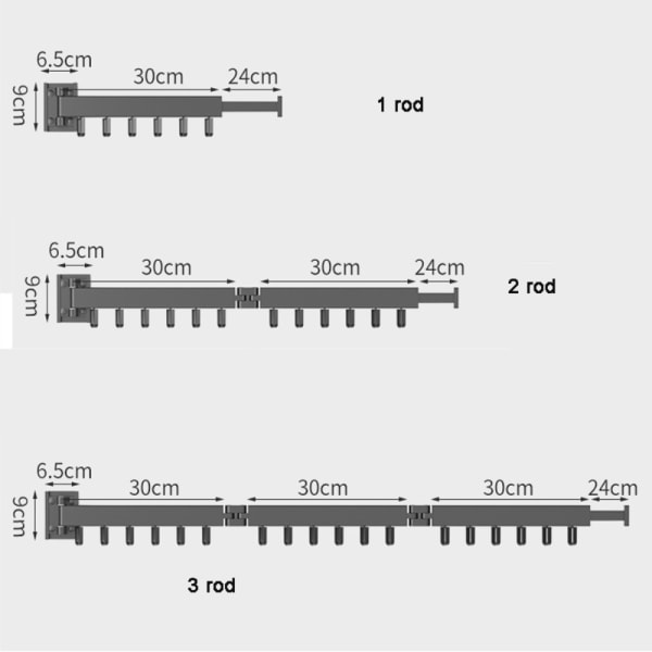 Foldbar Tøjstativ Foldbar Tøjstang SORT 2 STÆNGER Black 2 Rod