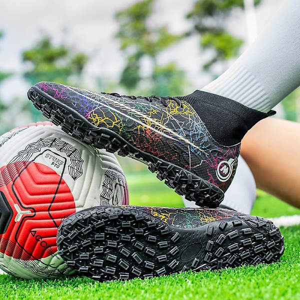 Fotbollsskor för män Halkfria fotbollsskor Klossar Gräs Fotbollssneakers Yj068 Black 45