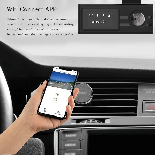 Bilar Dash Cam 1080p Front Dash Camera Wifi Camera Recorder med Night Vision Loop Recording