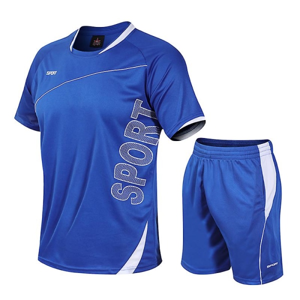 Jwl- Sportswear Sommer Løbesæt Gymnastiktøj Træning Basketball Fodbold Træning Jogging Løbedragt 2 stk Marathontøj XXL blue