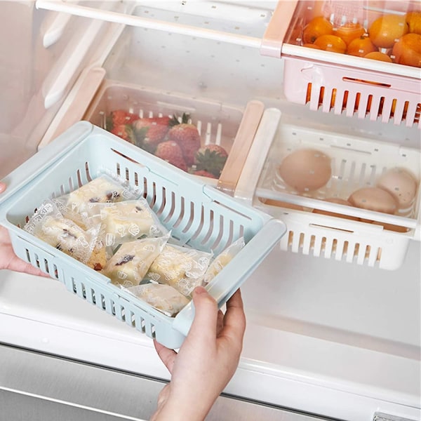 Hopfällbar kylförvaringslåda med organizer , hopfällbar köks- och kylförvaring, passar de flesta kylskåp, för frukt och grönsaker (vit)