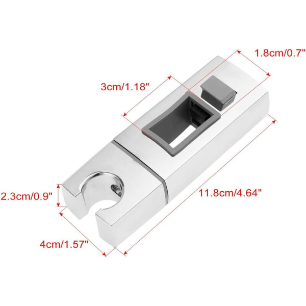 Skyve dusjhodeholder for Rail-18 x 30mm - Rektangulær, kvadratisk