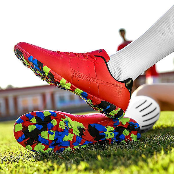 Fotbollsskor för män Halkfria fotbollsskor Klossar Gräs Fotbollssneakers 3C22026 Red 42