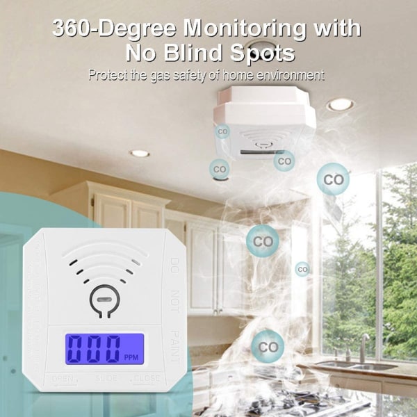 Kuliltedetektor CO-gasmonitor Alarmdetektor CO-sensor med LED digitalt display til Home Depot Batteridrevet