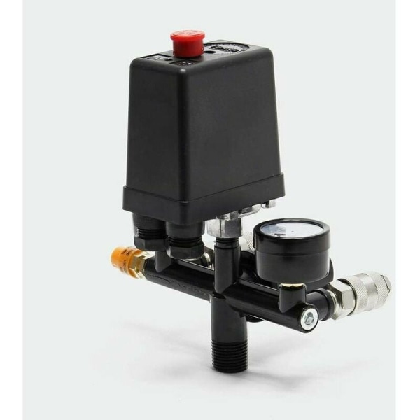 Trykkregulator med trykkbryter for kompressor Trykkbryter med 2 skjermer