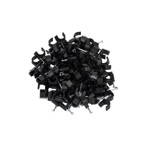Kabelklämmor med spik 100-pack Svart 4 mm