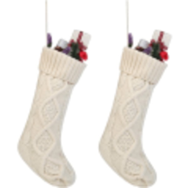 Twist-neulottu joulusukkasetti Pure Color White Ivory