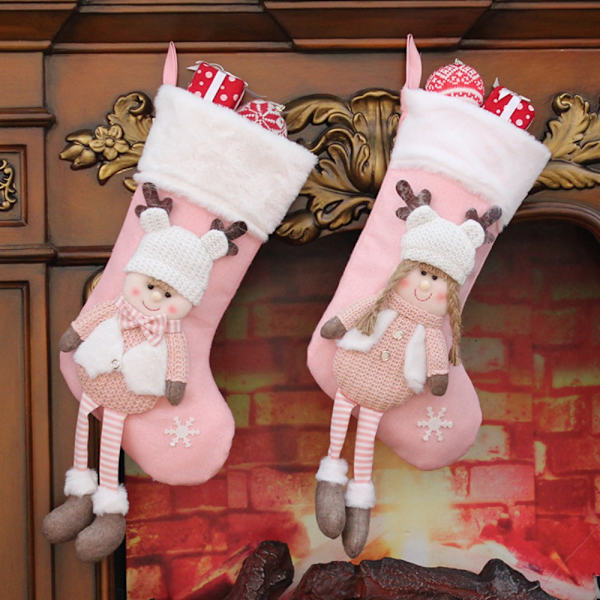 Hängande julstrumpa Stickad Pojke Tjej FLICKA girl