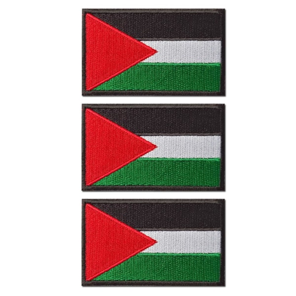 3X Palestine Broderad Flag Patch Strykjärn/Sy On Clothes Palestin