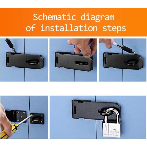 SÄKERHET HASP KLÄMNING GRIN SHED DÖRR HANGLÅS PLAT LÅS LÅS LÅS DÖRRSKRUV 2ST Black 4 inches