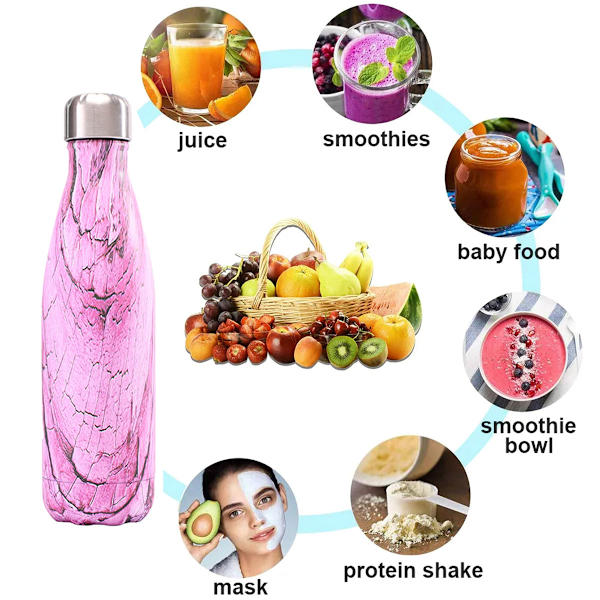 1. Isolerte 500 ml kaldkopp i 304 rustfritt stål, Sport pink