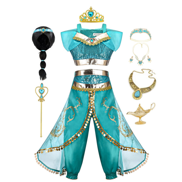 Disney Princess Jasmine Dress Aladdin Magic Lamp Dress Up 120cm